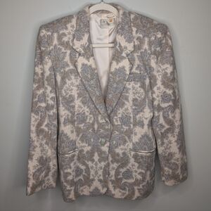 ✨ Vintage Liz Claiborne Wool Blazer | Size 6 | Neutral Paisley Tapestry Print